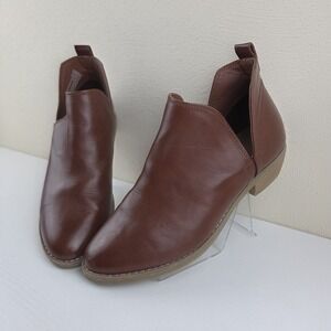Universal Thread Nora Cut Out Ankle Block Heel Bootie Dark Cognac Women's Size 7